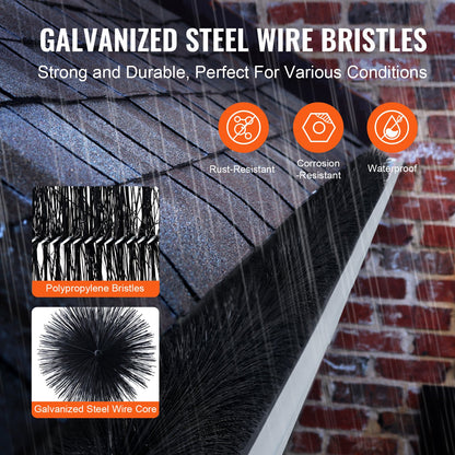 Rännborste, 15 fot total längd 4,33 tum diameter rännrengöringsverktyg, marknivå rännborste lövskydd för 5 tums hängrännor, enkelt att ta bort löv och skräp från taket, 5-pack