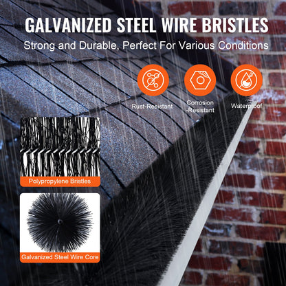 Rännborste, 60 fot total längd 5,25 tum diameter rännrengöringsverktyg, marknivå rännborste lövskydd för 5 tum hängrännor, enkelt att ta bort löv och skräp från taket, 20-pack