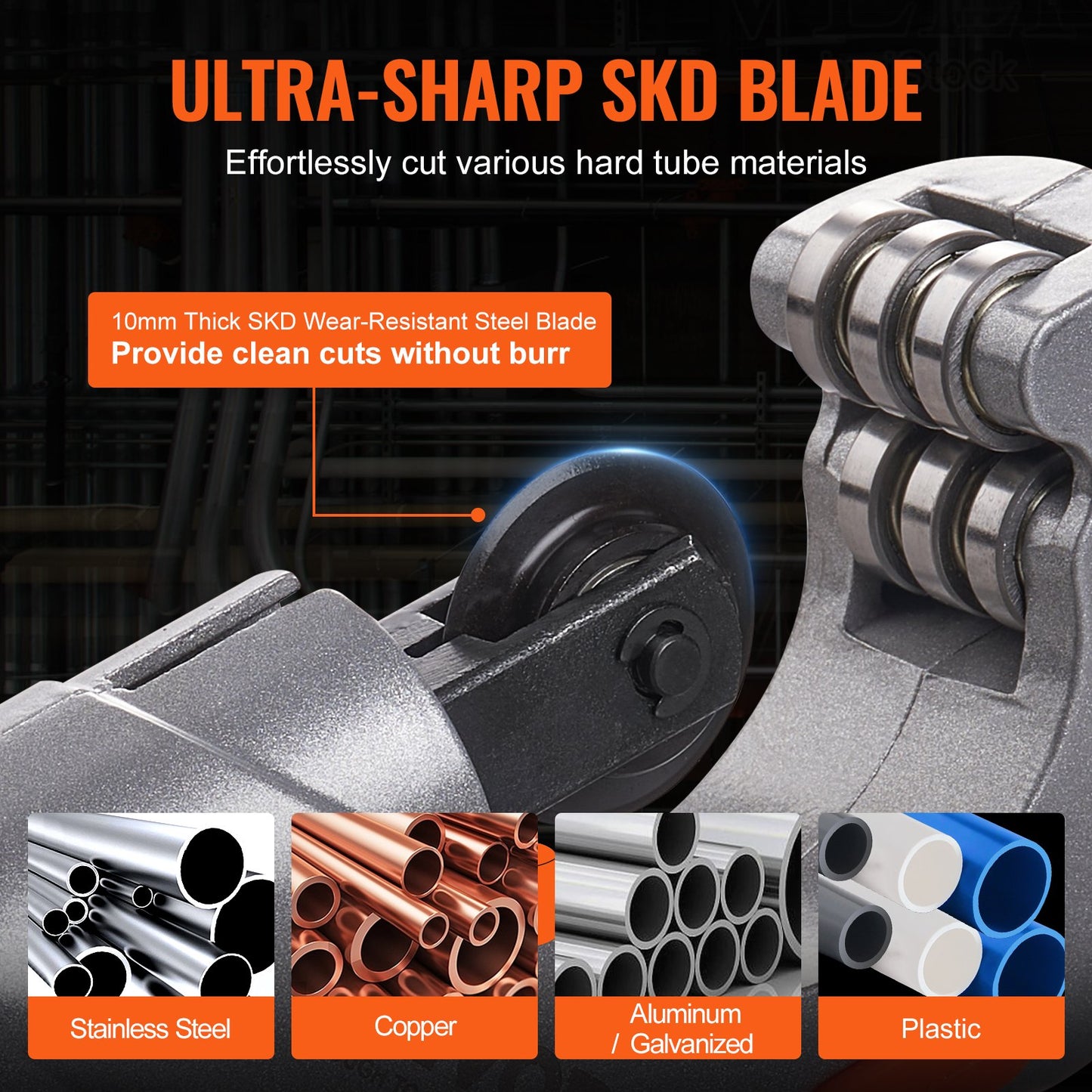 3-DELARS Sats med rörskärare - Kraftig rörskärare 3/16"-2" ytterdiameter, mini-rörskärare 1/8"-7/8" och gradningsverktyg, professionellt och ultimat rörskärare för rostfritt stål, koppar, aluminium och plaströr