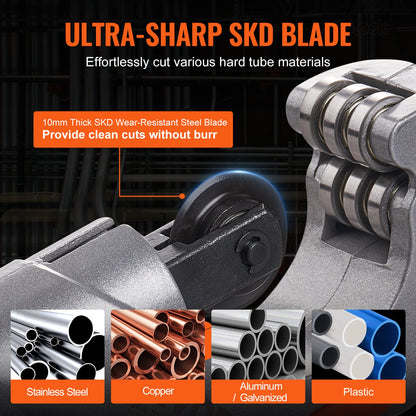 3-DELARS Sats med rörskärare - Kraftig rörskärare 3/16"-2" ytterdiameter, mini-rörskärare 1/8"-7/8" och gradningsverktyg, professionellt och ultimat rörskärare för rostfritt stål, koppar, aluminium och plaströr