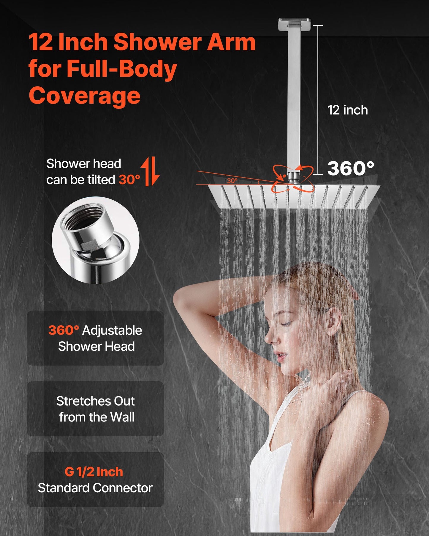 Shower Faucet Set, Rainfall Bathroom Shower System with 12-Inch (30.5cm) Square Rain Shower Head and Handheld Spray, Ceiling Mount Bath Fixtures with Brass Valve and Trim Kit, Brushed Nickel
