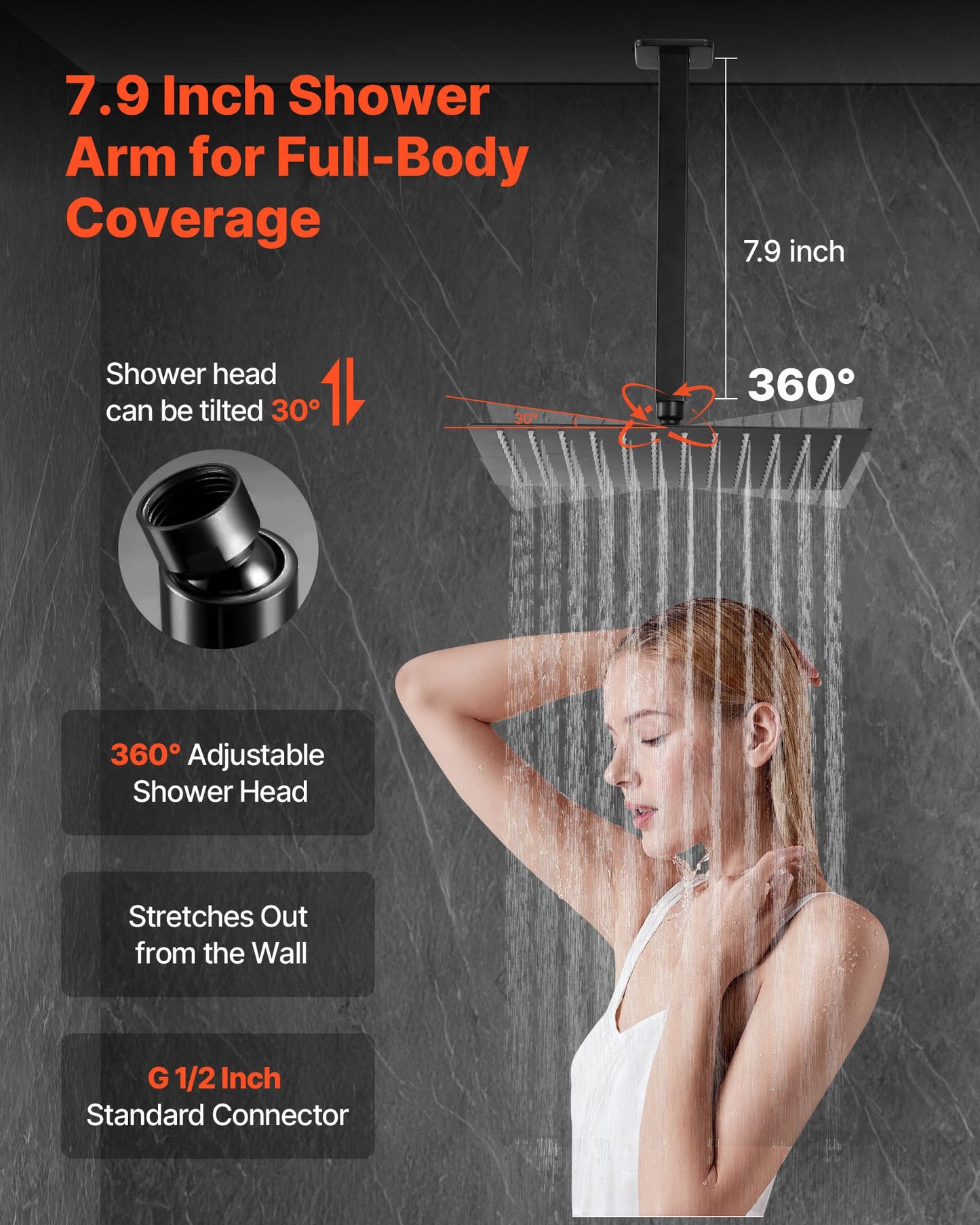 Shower Faucet Set, Rainfall Bathroom Shower System with 10-Inch (25.4cm) Square Rain Shower Head and Handheld Spray, Ceiling Mount Bath Fixtures with Brass Valve and Trim Kit, Matte Black