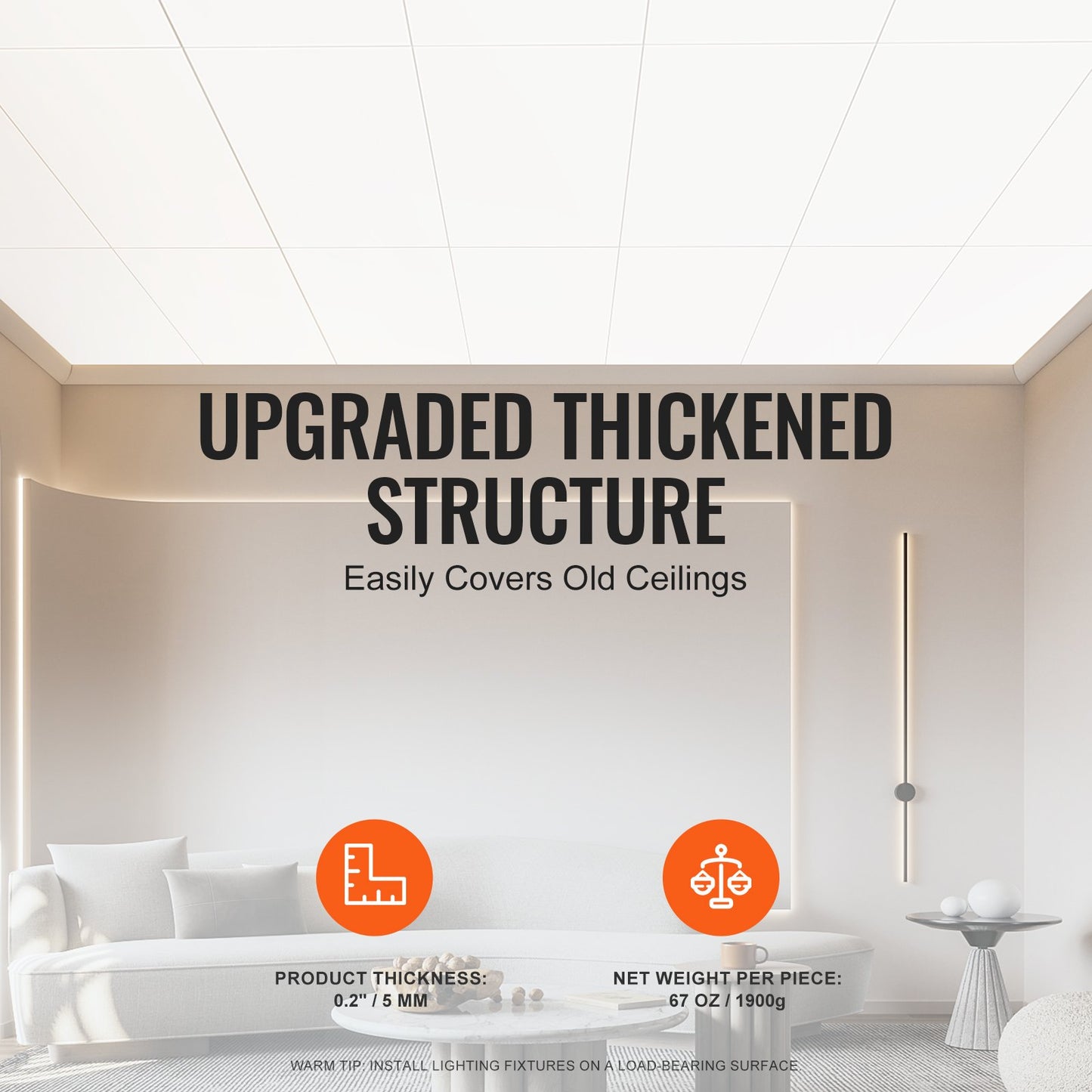 Takplattor, 10-pack 24 x 24 tum, Nedsänkta takplattor av premium PVC-skumskiva, brandklassade och god flexibilitet och enkel installation, takbeklädnad för hem-/kontorsdekoration, slät vit