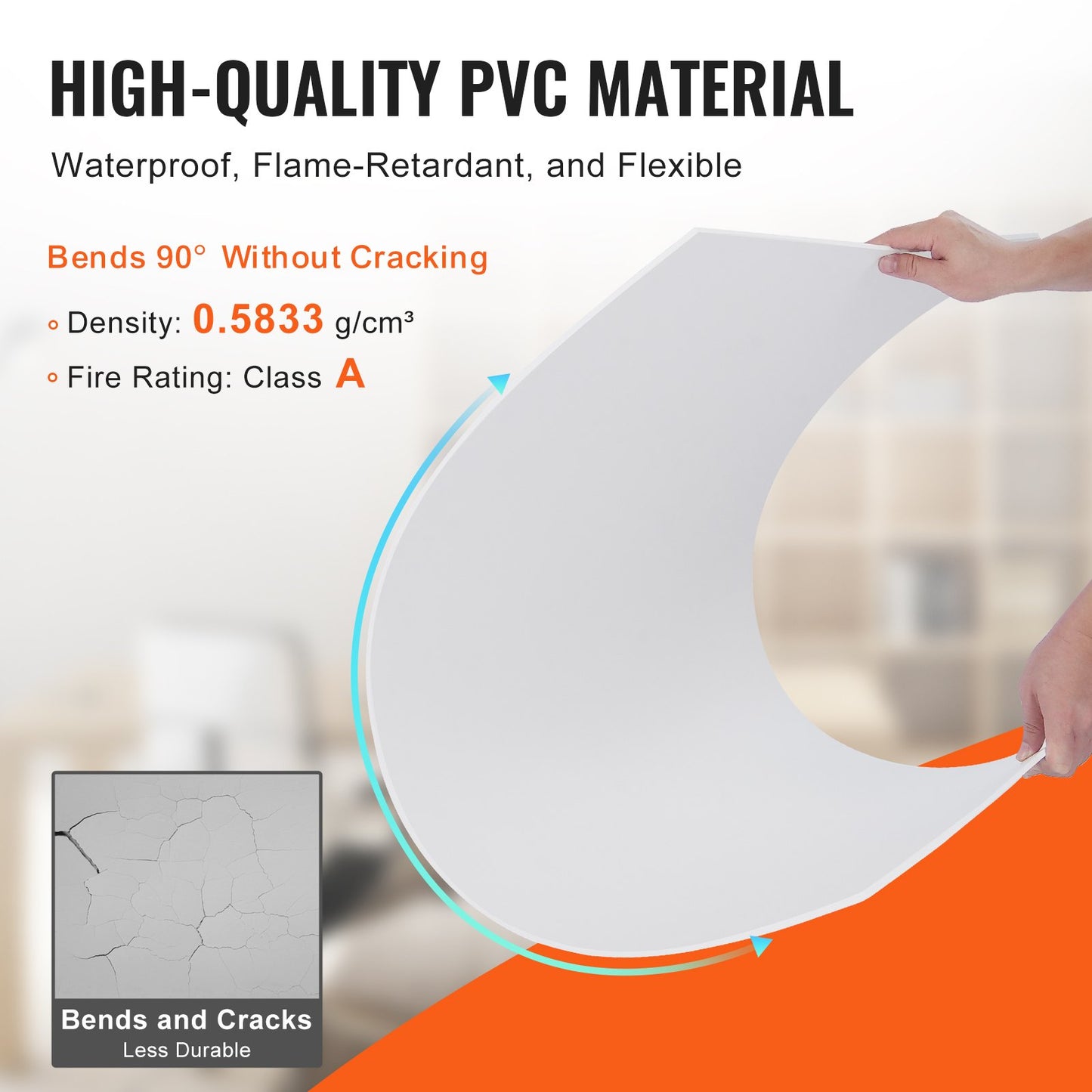 Takplattor, 12-pack 24 x 24 tum, Nedsänkta takplattor av premium PVC-skumskiva, brandklassade och god flexibilitet och enkel installation, takbeklädnad för hem-/kontorsdekoration, slät vit