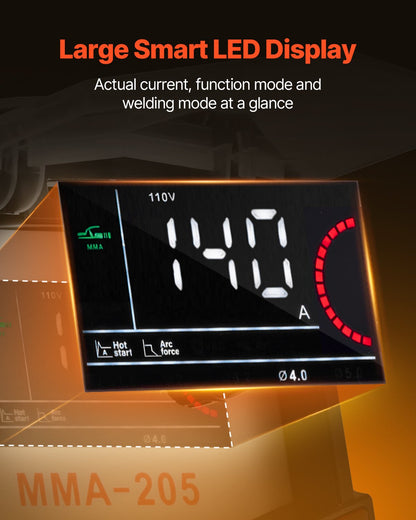 MMA-svets, 205A 2-i-1 MMA Lift TIG-svetsmaskin, IGBT-inverterportabel svetsmaskin med digital display, varmstartsargkraft, anti-stick (lyftbrännare ingår ej)