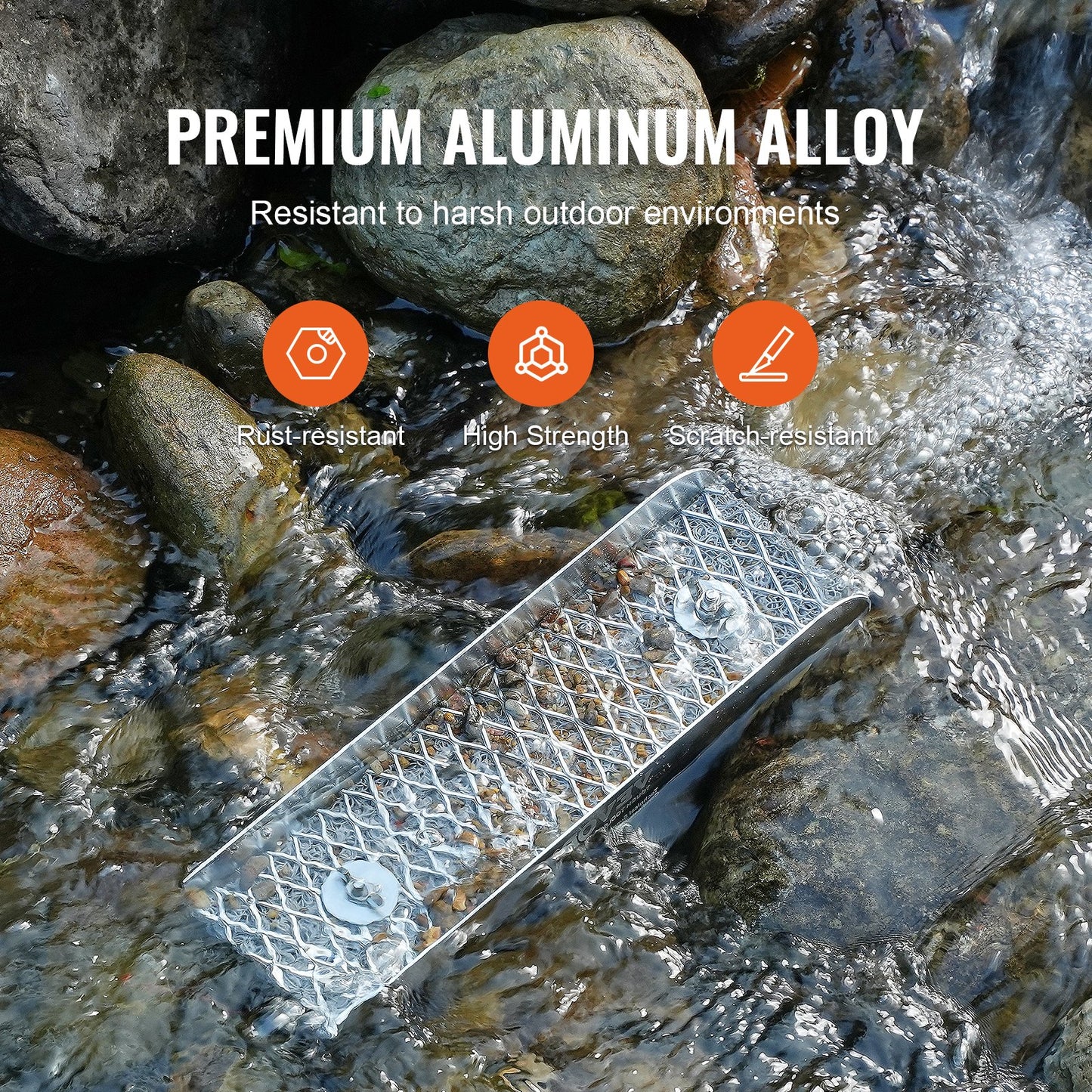 Guldvaskningssats med mini-slusslåda, 12" aluminiumutrustning för guldbrytning, 16 delar guldprospekteringssats med guldskål, klassificeringsskärm, separeringsmagnet, ryggsäck med dragsko och tillbehör