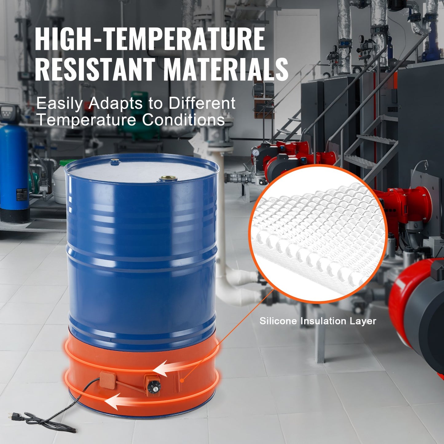 208.2 L Metal Drum Heater 1200 Watt 25.4 cm Width, 30-150°C Adjustable