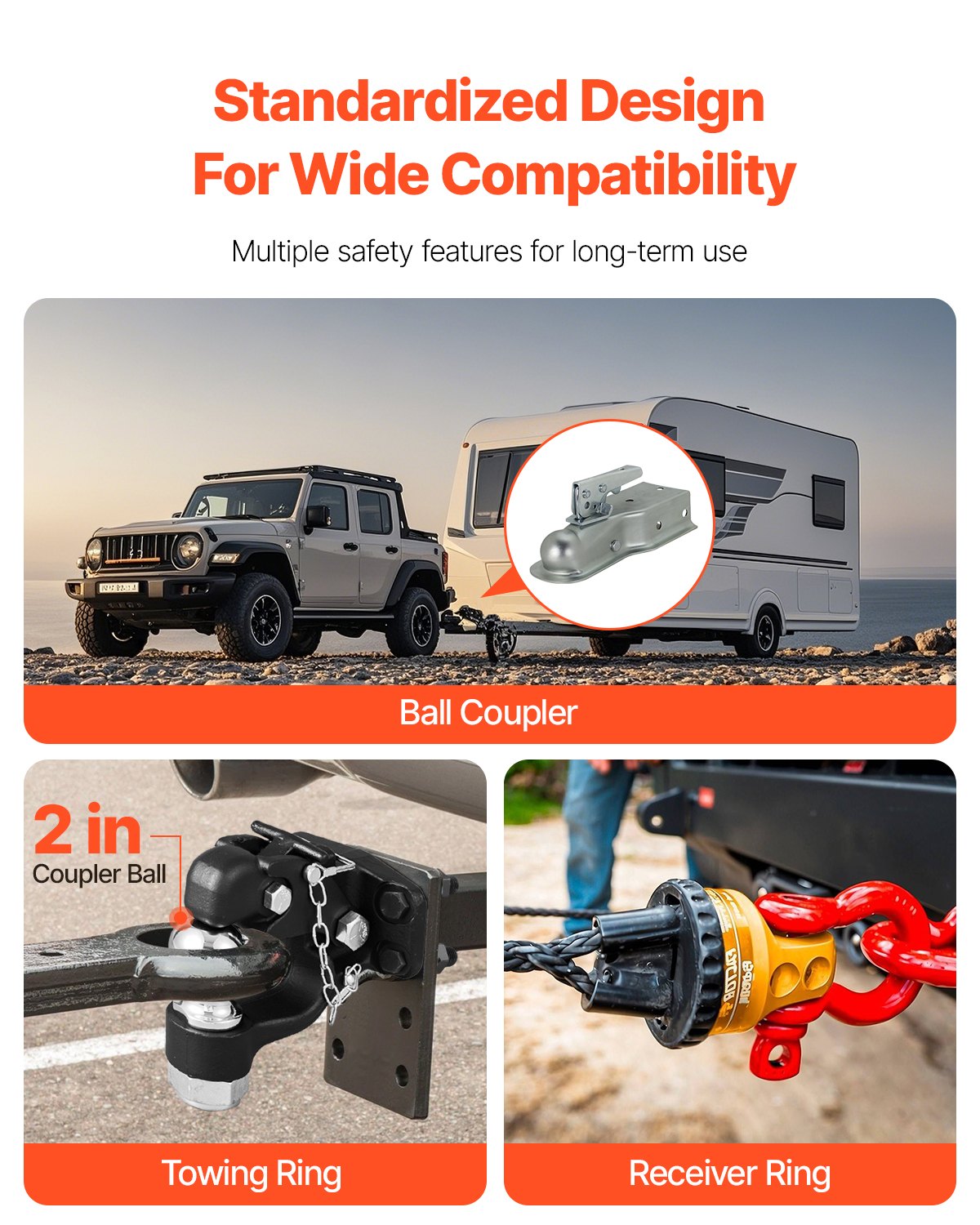 Pintle Hook, 20000 lbs Towing Capacity, Trailer Hitches Receiver Hook Combination 2-inch Hitch Ball, Fits for 2.5 to 3-inch Lunette Ring with Mounting Kit, Wear-resistant, Black Powder Coat