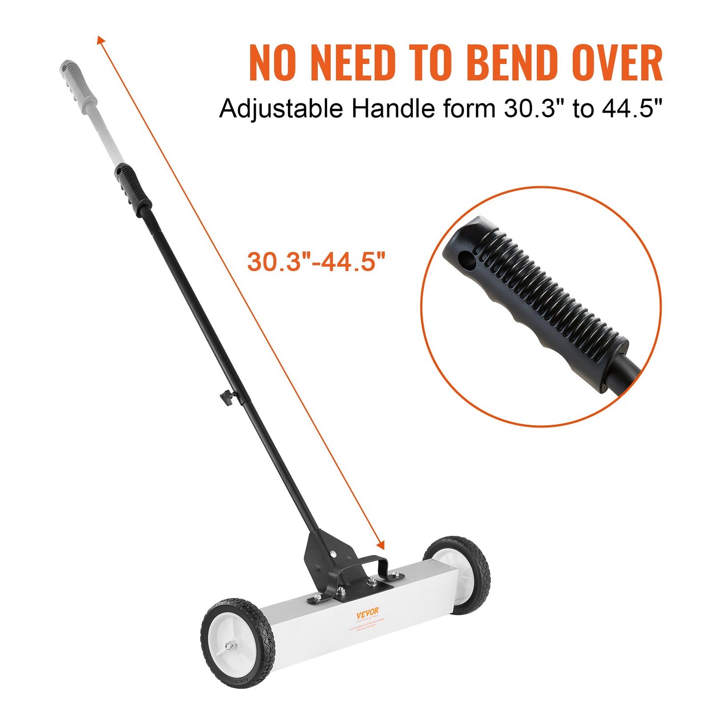 22,7 kg rullande magnetisk sopmaskin med hjul, magnetisk uppsamlingssopmaskin med tryckfunktion, 74 cm stor magnetisk uppsamlingssopmaskin med teleskophandtag, enkel rengöring av verkstad, garage och gårdsplan