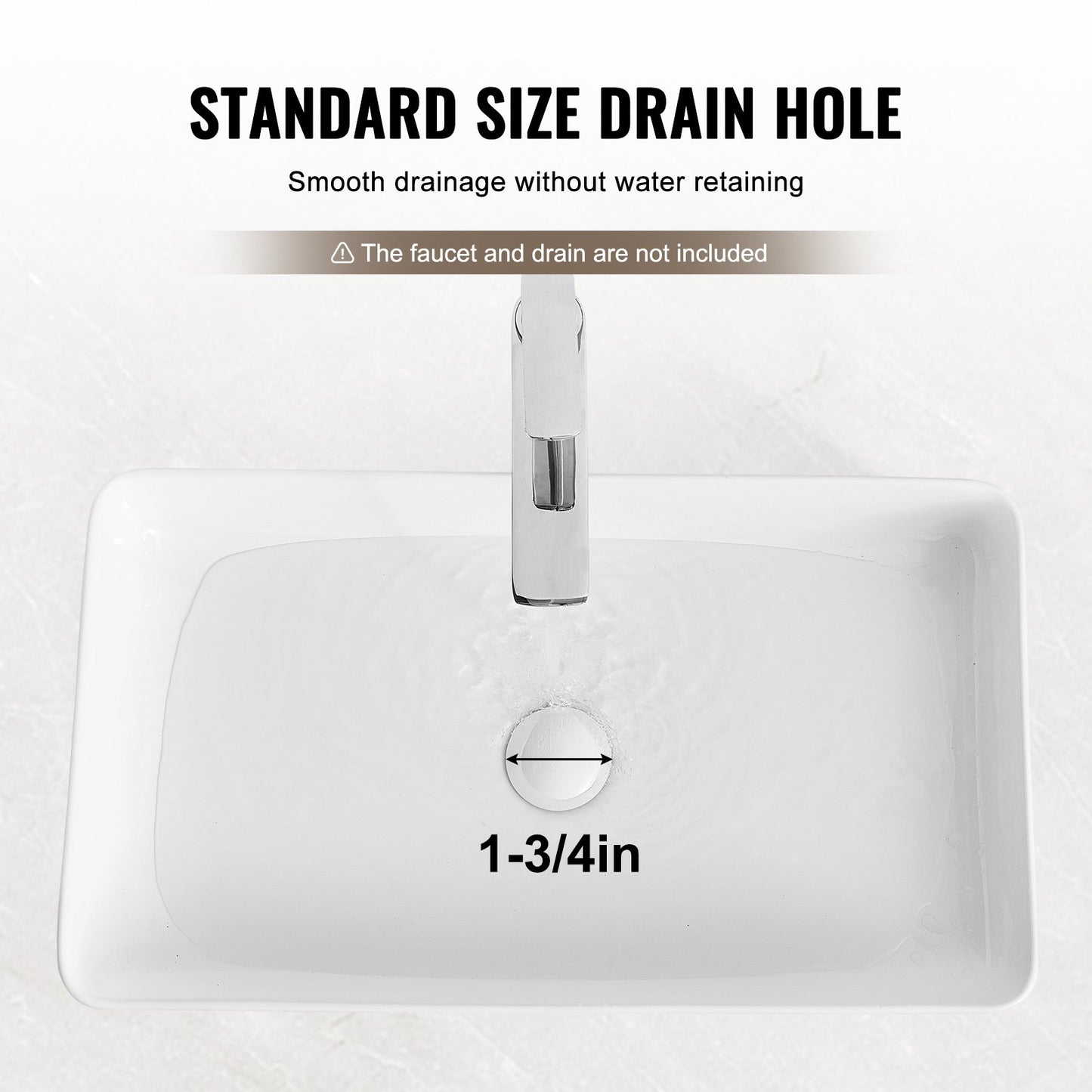Rektangulärt handfat, 61 x 33 cm, bänkskiva för badrum, vita keramiska handfat ovanför bänkskiva, modern stil, ljus och elegant, välförpackad för badrum, hotell, toalett, husbil