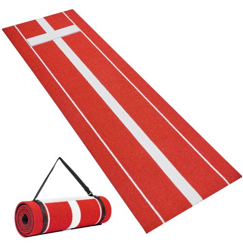 Softbollmatta, 305x92 cm basebollgummihög, antiblekningsgräs och halkfri skumbaksida, bärbart träningshjälpmedel, fastpitch-utrustning för kastare inomhus- och utomhusträning, röd