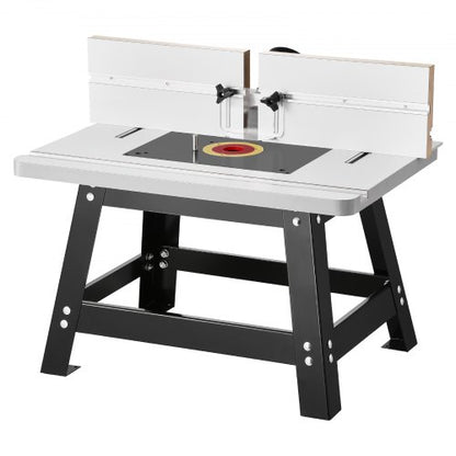 Benchtop Router Table, 610 x 400 mm / 24 in x 15.7 in, Bench Top Routing Table with Adjustable Fence, MDF Top, Sturdy Metal Base, 2-1/2 in Dust Collection Port, Compatible with Routes & Various Drill Bits
