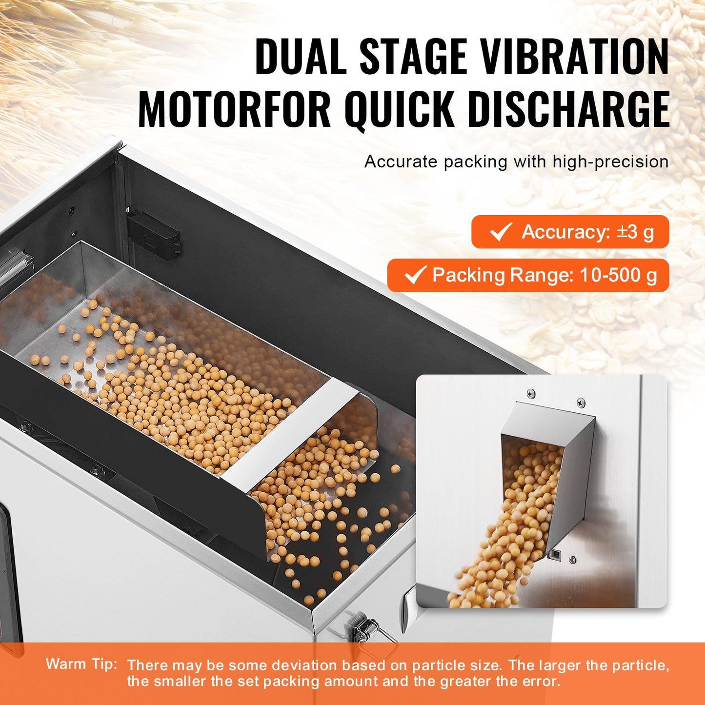 Pulverfyllningsmaskin, 0,022-1,1 lbs/10-500 g, automatisk intelligent partikelvägningsmaskin, flaskpåsepulverfyllningsmaskin partikeldispenser för tefrön, spannmål, pulver, mjöl, bönor, glitter