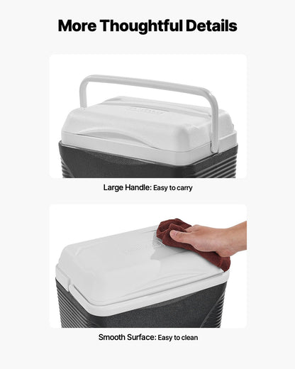 Bärbar kylväska, 8,5 QT hård kylväska med ishållning och kraftiga handtag, lätt och styv isolerad bärbar kylväska, lämplig för familjepicknickar och korta resor