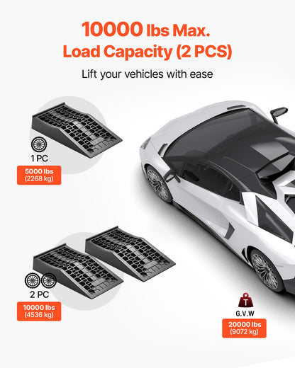 Bilramper, 2 st. 9072 kg totalvikt, 66 mm lyfthöjd, bärbara lågprofilerade bilserviceramper för underhåll av hemmagarage och oljebyten, kraftiga för lågchassifordon och domkrafter