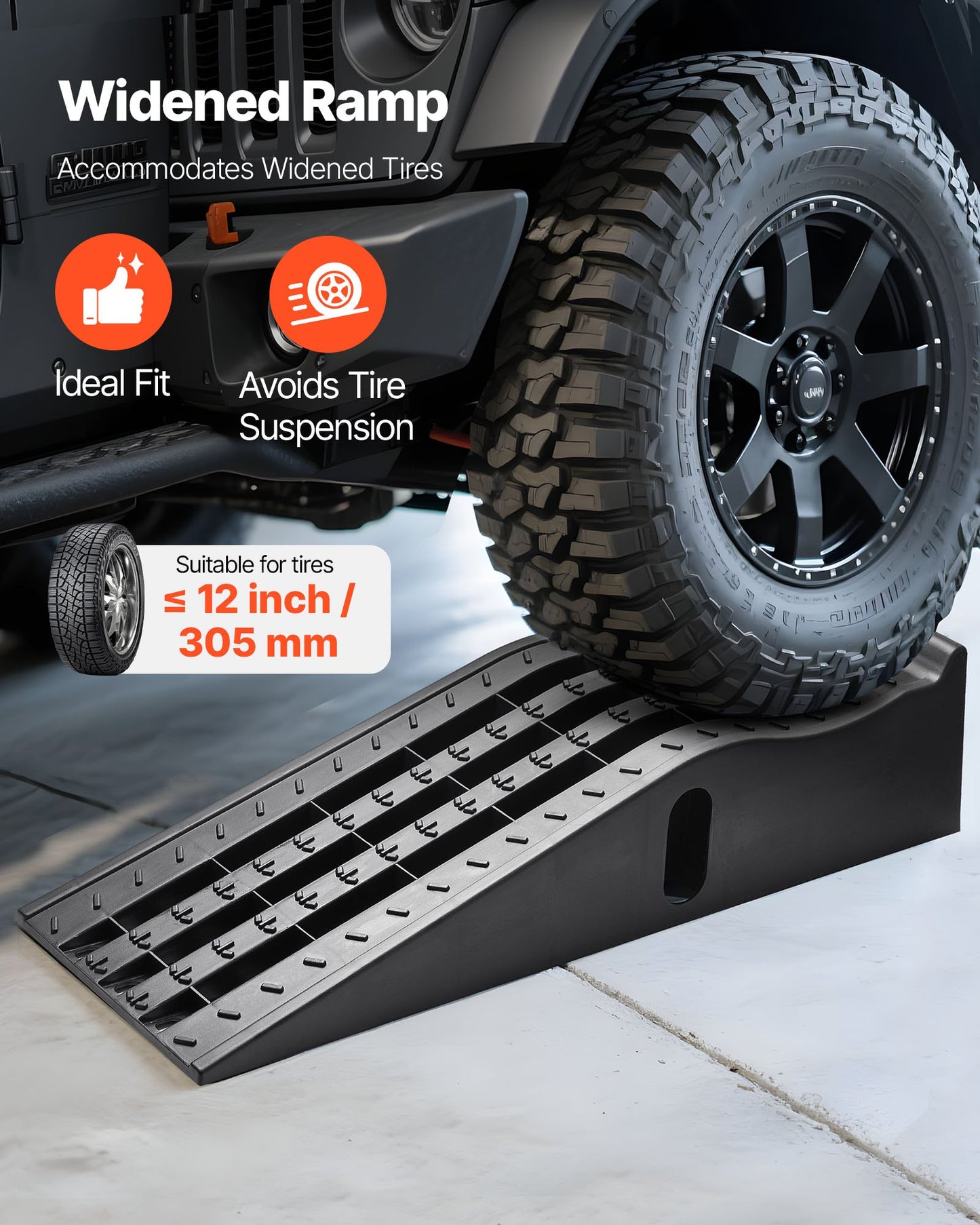 Bilramper, 2 st. 5897 kg totalvikt, 155 mm lyfthöjd, bärbara högprofilerade bilserviceramper för underhåll av hemmagarage och oljebyten, kraftiga för lastbilar, SUV-fordonsreparationer, svarta