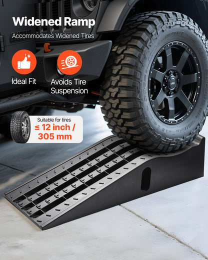 Bilramper, 2 st. 5897 kg totalvikt, 155 mm lyfthöjd, bärbara högprofilerade bilserviceramper för underhåll av hemmagarage och oljebyten, kraftiga för lastbilar, SUV-fordonsreparationer, svarta