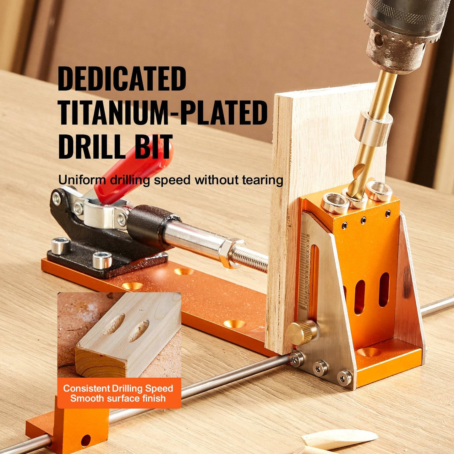 Pocket Hole Jig Kit, 34 Pcs Pocket Hole Jig System with 27.9 cm C-clamp, Fixture, Step Drills, Wrenches, Drill Stop Rings, Square Drive Bits, Toolbox, for DIY Carpentry Projects, Adjustable