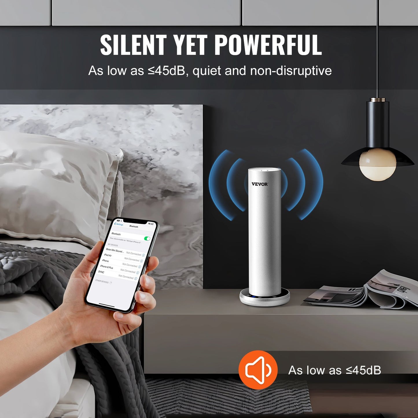 Doftluftsmaskin för hemmet, 120 ml Bluetooth Smart kallluftsdiffusor, 1000 kvm vattenfri doftluftsdiffusor för eteriska oljor, golvstående aromaterapimaskin för spa, yoga, hem, kontor, hotell