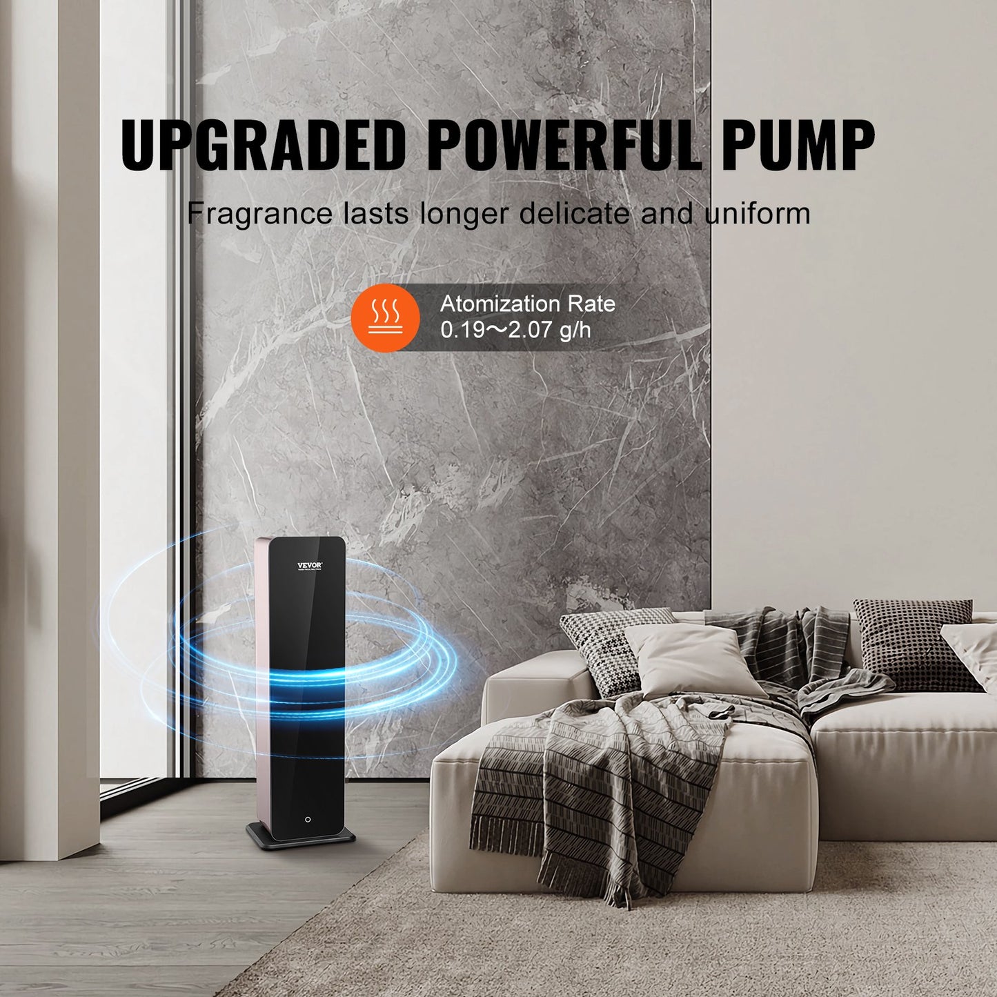 Doftluftsmaskin för hemmet, 950 ml Bluetooth Smart kallluftsdiffusor, 3000 kvm vattenfri doftluftsdiffusor för eteriska oljor, golvstående aromaterapimaskin för stora rum, kontor, hotell