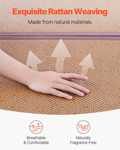 Japansk tatamimatta, 80 x 39 tum vikbar handvävd tatamimatta i naturlig rotting, halkfri och lättrengjord japansk tatamimatta, andningsbar sommarmatta för meditation, yoga och avslappning