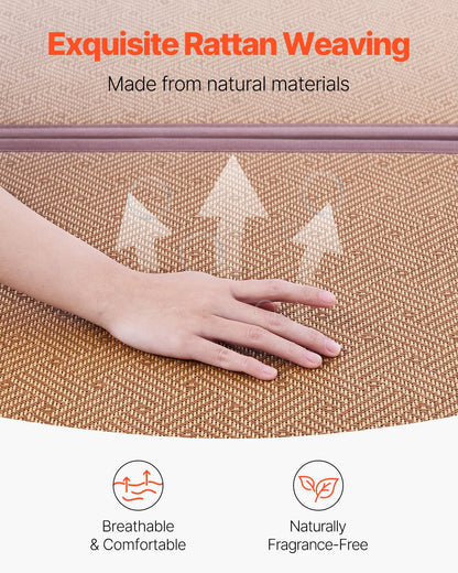 Japansk tatamimatta, 80 x 55 tum vikbar handvävd tatamimatta i naturlig rotting, halkfri och lättrengjord japansk tatamimatta, andningsbar sommarmatta för meditation, yoga och avslappning