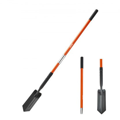 Dikespade, 10,4 cm blad Kraftig dikesspade, smal spadegrävare med glasfiberhandtag och halkfritt grepp, för trädgårdsarbete, grävning av hål, dikesgrävning och plantering, 142,5 cm