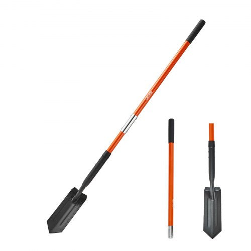 Dikespade, 10,4 cm blad Kraftig dikesspade, smal spadegrävare med glasfiberhandtag och halkfritt grepp, för trädgårdsarbete, grävning av hål, dikesgrävning och plantering, 142,5 cm