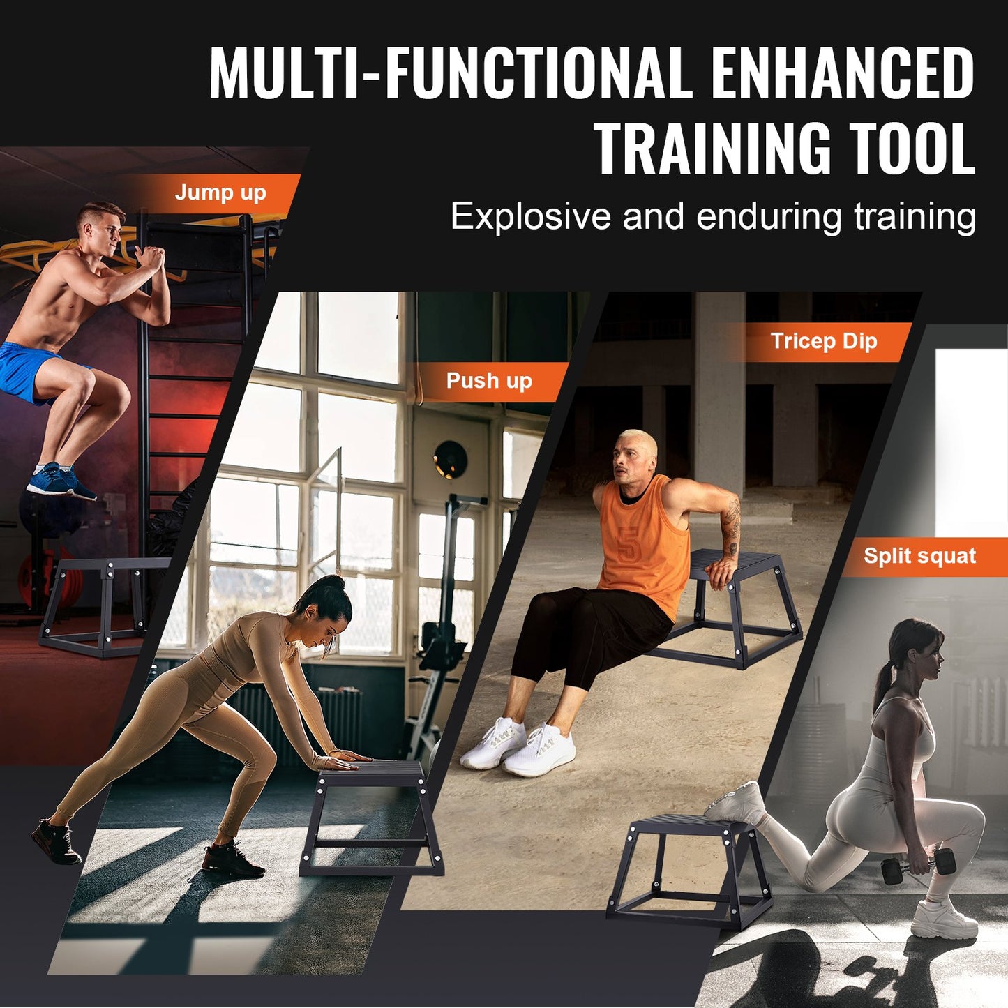 Plyometrisk hopplåda, 12 tums plyobox, stålplyometrisk plattform och hoppningsagilitybox, halkfri fitnessövningsbox för hemmagymträning, konditionsstyrketräning, svart