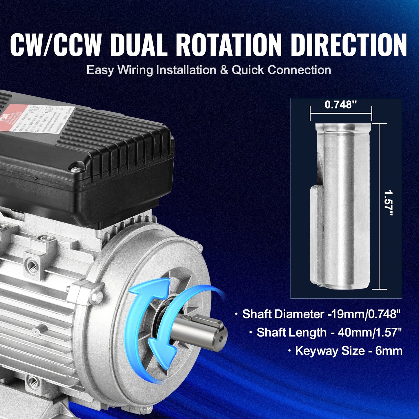 0,55 kW elmotor 1400 rpm, AC 220~240 V 4,5 A, 80, B3-ram, luftkompressormotor enfas, 19 mm kilaxel, medurs/moturs rotation för jordbruksmaskiner och allmän utrustning