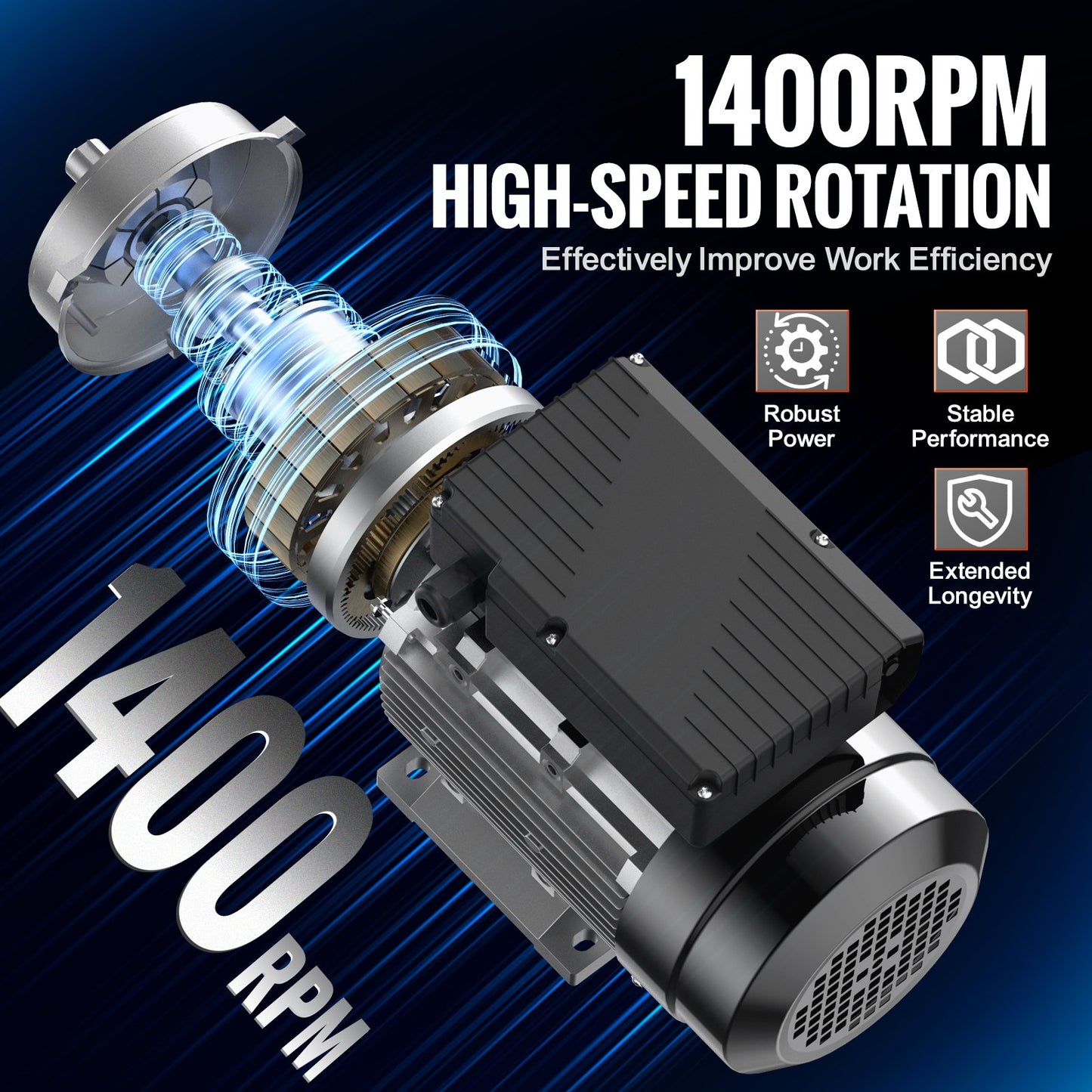 0,55 kW elmotor 1400 rpm, AC 220~240 V 4,5 A, 80, B34-ram, luftkompressormotor enfas, 19 mm kilaxel, medurs/moturs rotation för jordbruksmaskiner och allmän utrustning