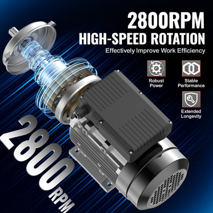 2,2 kW elmotor 2800 rpm, AC 220~240V 13,8A, 90 l, B3-ram, luftkompressormotor enfas, 24 mm kilaxel, medurs/moturs rotation för jordbruksmaskiner och allmän utrustning