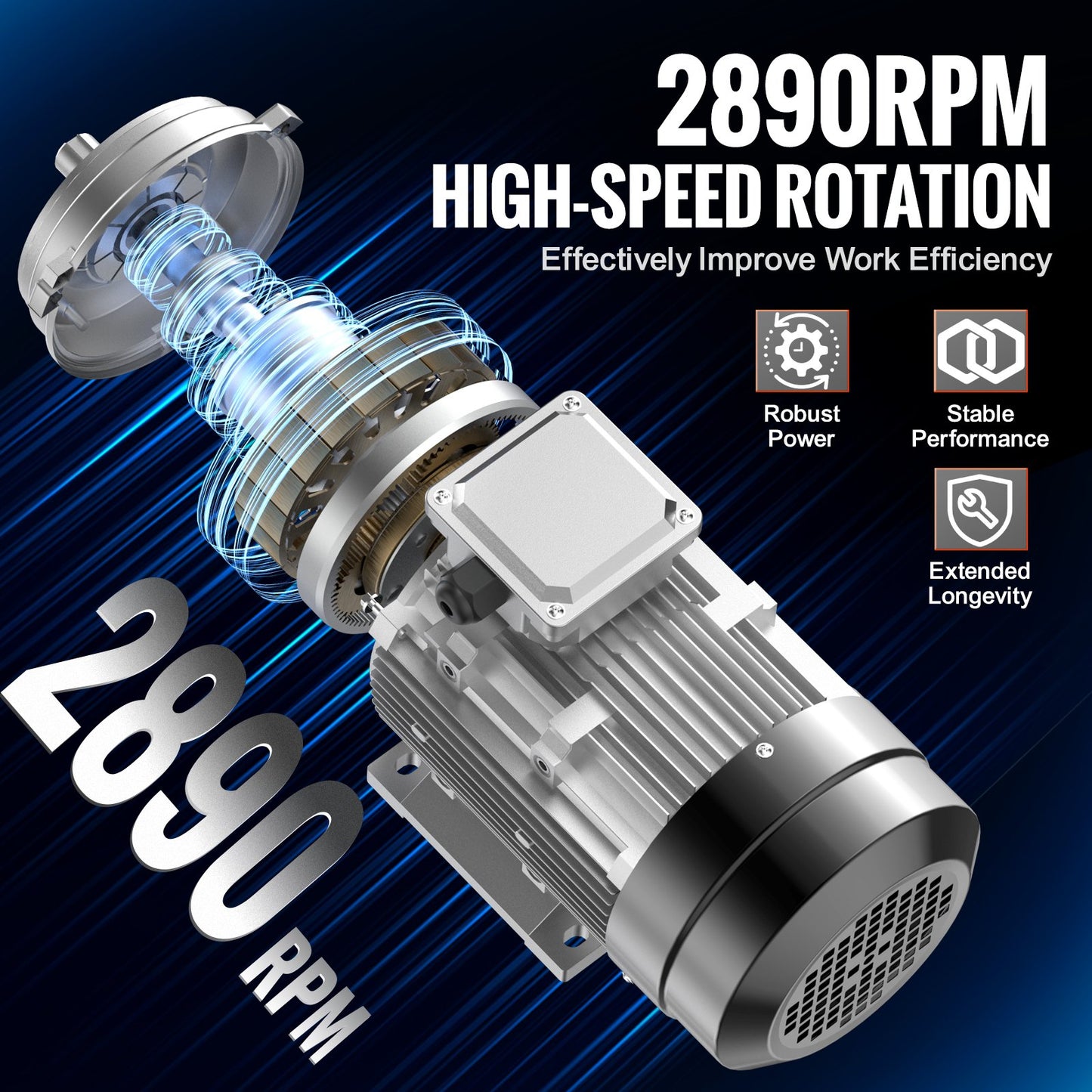 2,2 kW elmotor 2890 rpm, AC 400 V 4,7 A, 90 l, B3-ram, luftkompressormotor 3-fas, 24 mm kilaxel, medurs/moturs rotation för jordbruksmaskiner och allmän utrustning