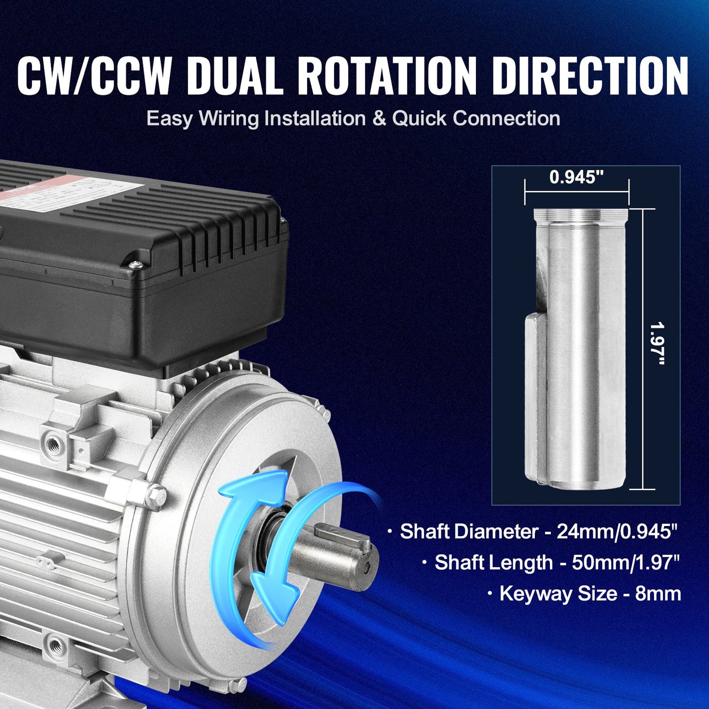 1,1 kW elmotor 2800 rpm, AC 220~240 V 7,1 A, 90 S, B3-ram, luftkompressormotor enfas, 24 mm kilaxel, medurs/moturs rotation för jordbruksmaskiner och allmän utrustning