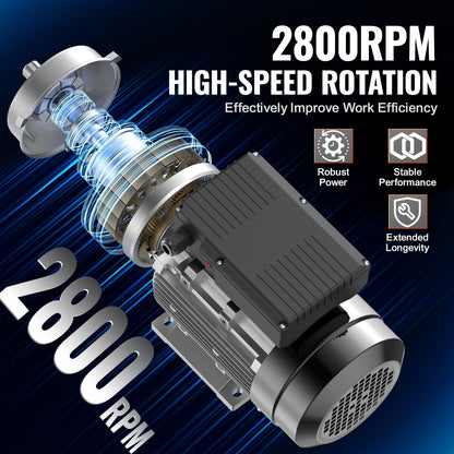 1.1KW Electric Motor 2800 rpm, AC 220~240V 7.1A, 90S, B34 Frame, Air Compressor Motor Single Phase, 24mm Keyed Shaft, CW/CCW Rotation for Agricultural Machinery and General Equipment