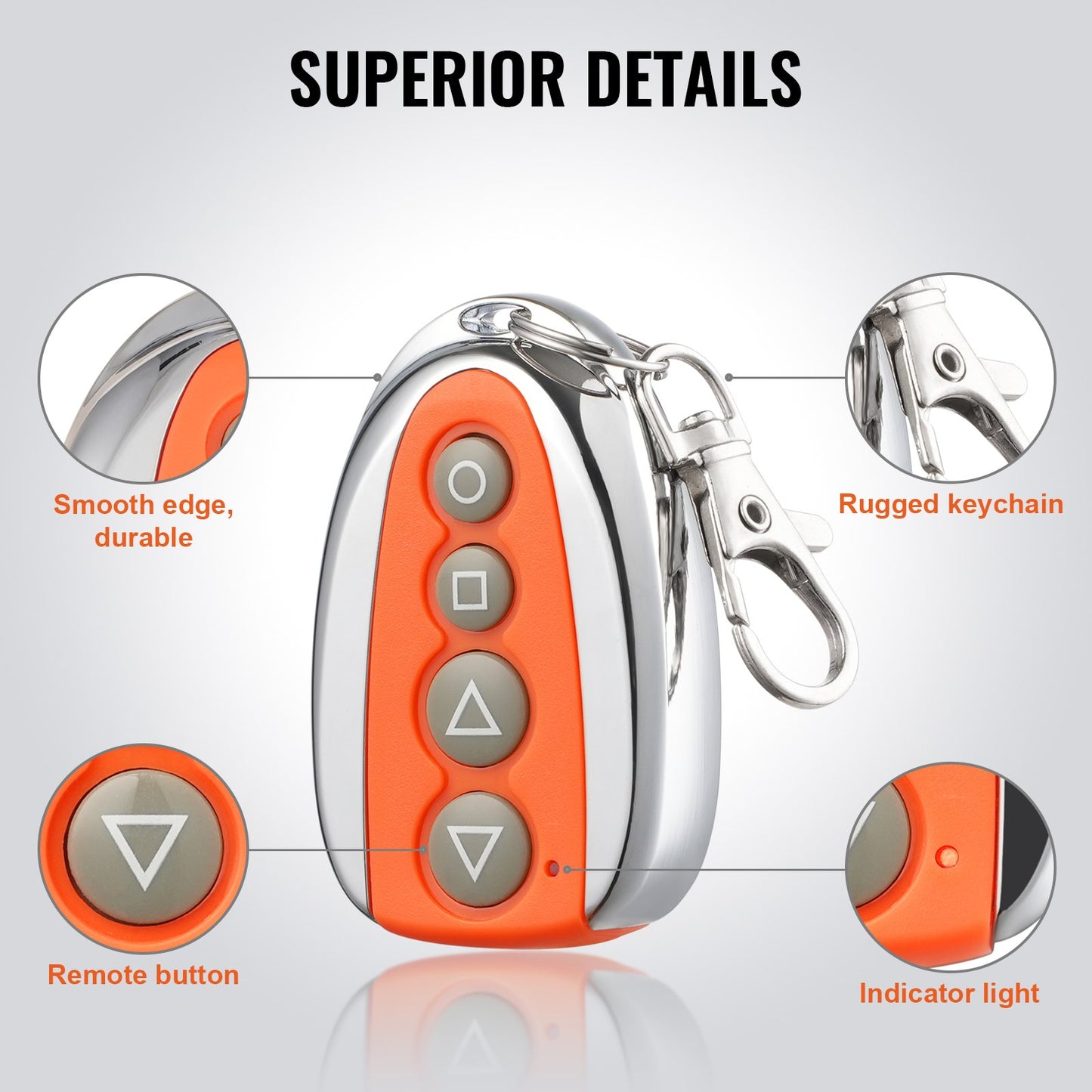 Fjärrkontroll för skjutgrindsöppnare, 40 meters räckvidd, 4-knapps fjärrkontroll för automatisk grindöppnare, fjärrkontroller för garageportsöppnare, multikods elektrisk rullande uppfartsgrindstängare smart nyckel säkerhetskit