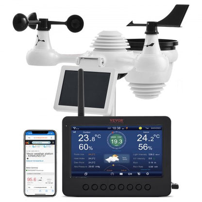 7-i-1 Wi-Fi väderstation 186 mm (7 tum) TFT-skärm trådlös utomhussensor