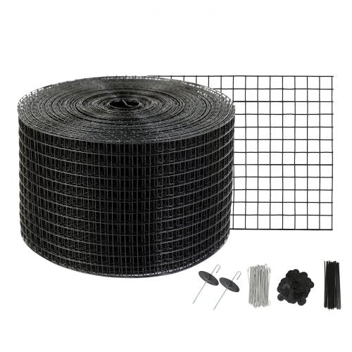 20 x 3048 cm solpanels fågelskydd, krypskyddsrullkit med 100 st. fästelement i aluminiumlegering, solpanelsskydd med rostfri PVC-beläggning, 12,7 mm trådrullenät
