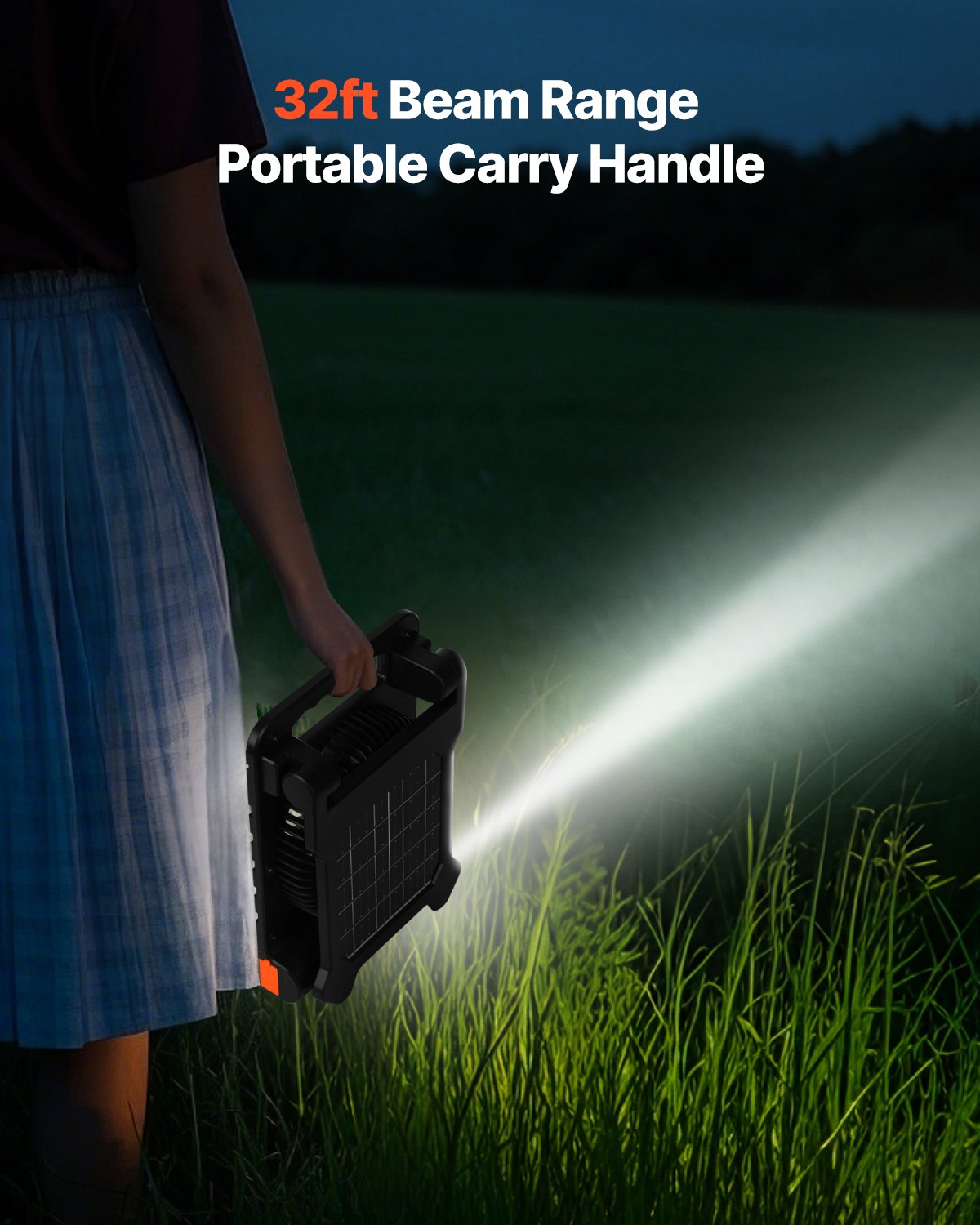 10000mAh uppladdningsbar solcellsfläkt med LED-lykta, 18 cm bärbar fläkt sladdlös med 4W hopfällbar solpanel, 4 hastigheter &amp; timer &amp; tyst, USB-batteridriven för campingtält arbetsplats kontorsskrivbord