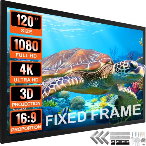 120-tums projektionsduk 16:9 4K HDTV-filmduk 3D-projektorsduk med fast ram för 4K HDTV-biograf utomhusbruk (120 tum)