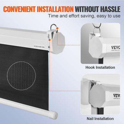 Manuell neddragbar projektorduk, 100 tum 16:9 4K 1080 HD infällbar projektorduk, automatiskt låsande bärbar projektorduk, bärbar projektorduk för hemmakontor och hemmabio