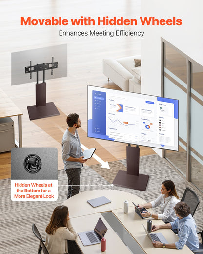 Universal TV-stativ, bords-TV-stativ för 32-70 tums skärmar, vridbart och höjdjusterbart TV-fäste, håller upp till 45 kg med grenuttag, för vardagsrum, sovrum, MAX VESA 600 x 400 mm