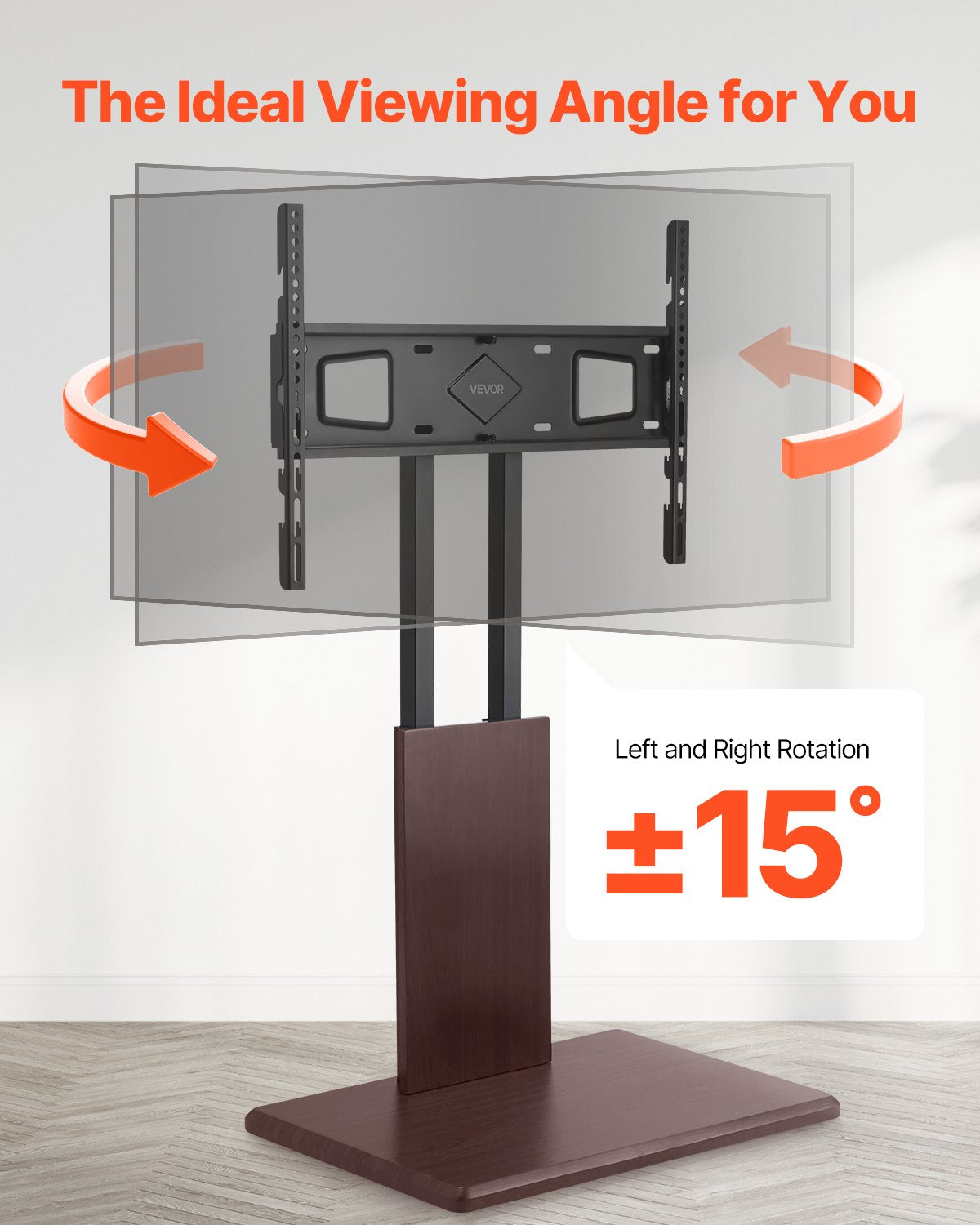 Universal TV-stativ, bords-TV-stativ för 32-70 tums skärmar, vridbart och höjdjusterbart TV-fäste, håller upp till 45 kg med grenuttag, för vardagsrum, sovrum, MAX VESA 600 x 400 mm