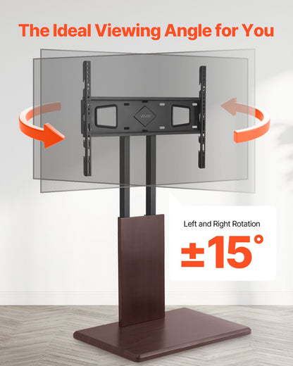 Universal TV-stativ, bords-TV-stativ för 32-70 tums skärmar, vridbart och höjdjusterbart TV-fäste, håller upp till 45 kg med grenuttag, för vardagsrum, sovrum, MAX VESA 600 x 400 mm