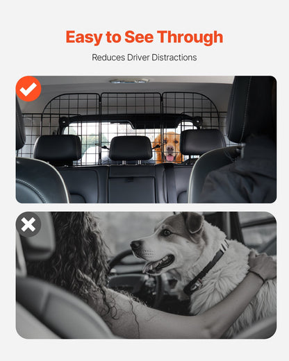 Hundskydd i bilen, justerbar avdelare i bilen, 91-152 cm för bagageutrymmet, universalmonterad kraftig trådnätsavdelare för hundar i baksätet, skyddsnät för husdjur i fordon för sedaner, lastbilar och stadsjeepar