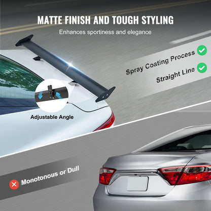 GT Wing bilspoiler, 43,3 tums universalspoiler med enkel däck, justerbar lättviktsaluminium, bakspoilervinge, racingspoiler BGW/JDM Drift svart