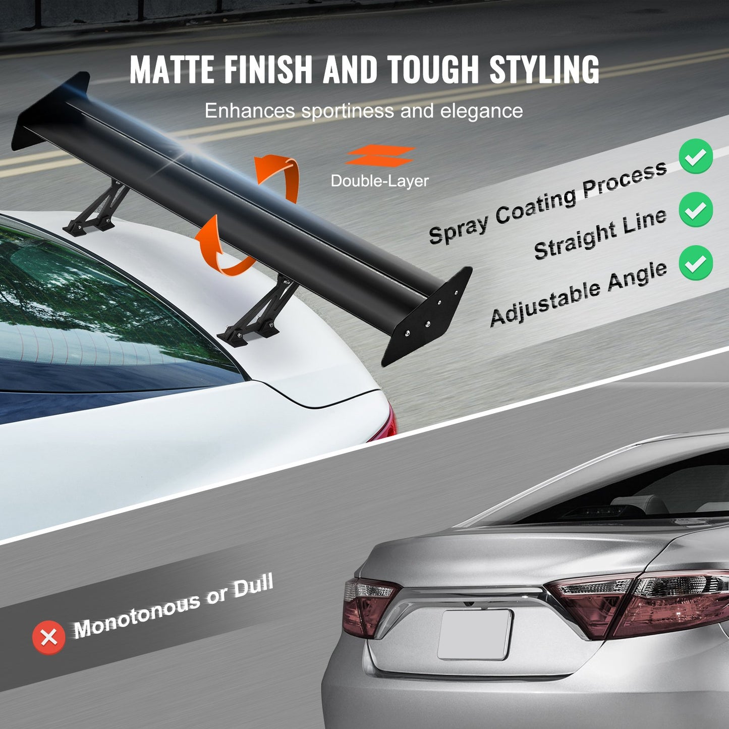 Universell bakspoiler GT-stil justerbar bagagerumsvinge racingbil 53,1 tum/135 cm
