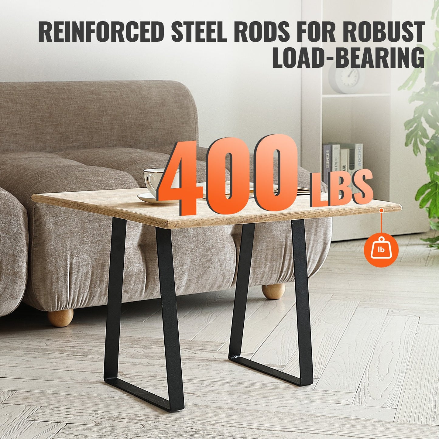 406,4 mm trapetsformade bordsben i stål, reservben i möbler, set om 2 för gör-det-själv-soffbord, moderna skrivbord, bänkar, nattduksbord, soffor, maxbelastning 181,4 kg kraftiga, snabbmonterade ben, svarta