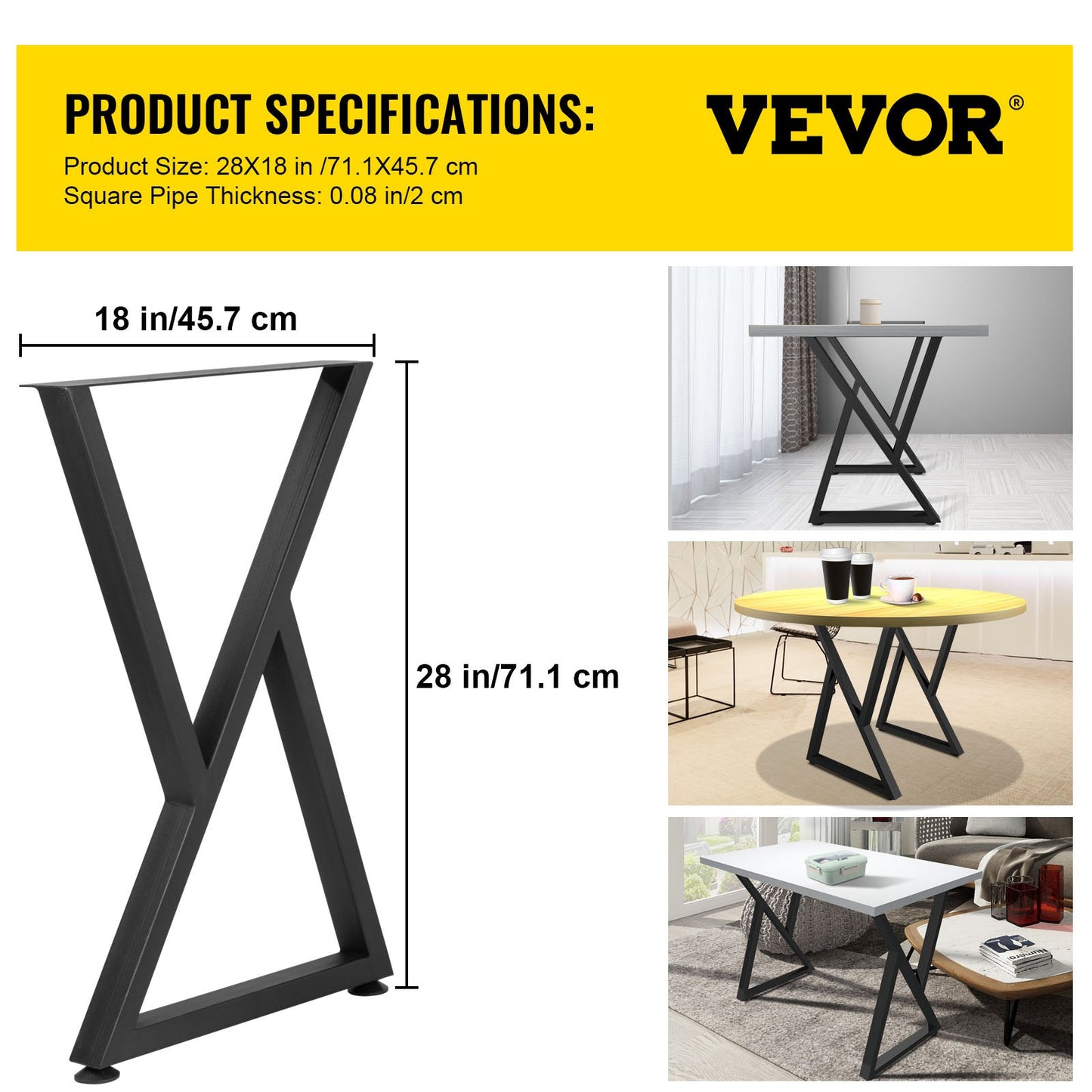 Z-formade metallbordsben Matbordsben 28"x18"/71,1 x 45,7 cm Skrivbordsben Set om 2