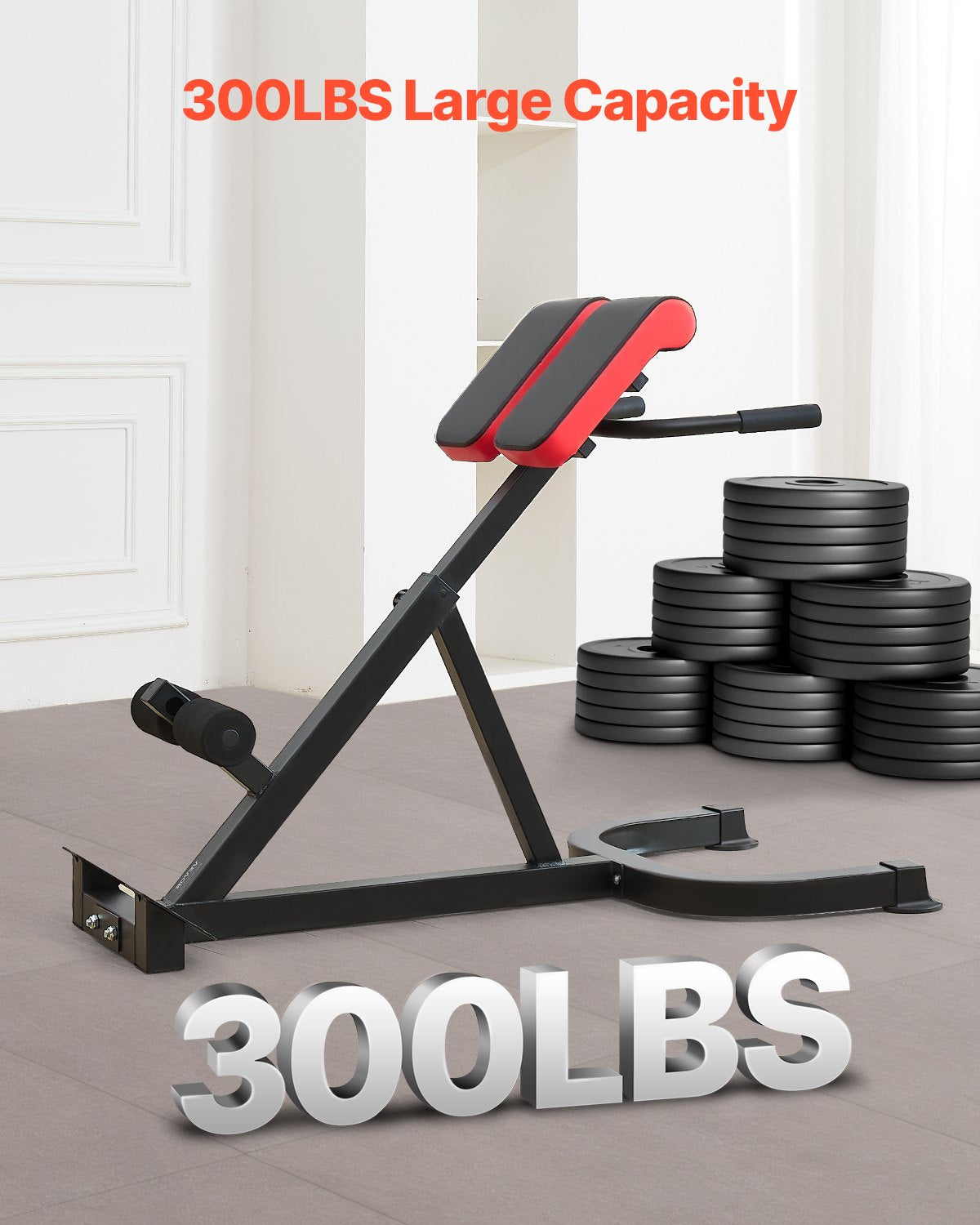 Romersk stol Hyperextensionbänk, 136 kg justerbar förlängningsmaskin, multifunktionell träningsutrustning för sätesmuskler, hamstringsmuskler, ländrygg och magträning, fitnessviktbänk för hemmagym